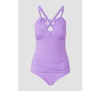 Badeanzug S.OLIVER, Damen, Gr. 38, Cup C/D, lila, Polyamid, Microfaser, unifarben, Badeanzüge, mit besonderem Schnitt (71384350-38) lila