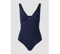Badeanzug S.OLIVER "Olivia", Damen, Gr. 40, Cup A/B, blau (marine), Obermaterial: 94% Polyester, 6% Elasthan. Futter: 90% Polyester, 10% Elasthan, Strukturmuster, Badeanzüge Badeanzug, Mit Muschelstru