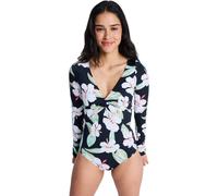 Badeanzug ROXY "Beach Classic", Damen, Gr. XL, anthrazit spring charming, Polyester, Badeanzüge Badeanzug (94156604-XL) anthrazit spring charming