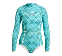 Badeanzug ROXY "Go Girl Surf", Damen, Gr. XL, blau (katydid as if plaid), Polyester, Badeanzüge Badeanzug (70341636-XL) katydid as if plaid