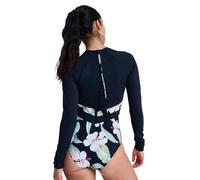 Badeanzug ROXY "The Rider Zipped", Damen, Gr. L, anthrazit spring charming, Polyester, Badeanzüge Badeanzug (29046201-L) anthrazit spring charming