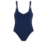 Badeanzug S.OLIVER "Beverly", Damen, Gr. 42, Cup E, blau (marine), Recycling-Polyamid, unifarben, Badeanzüge Badeanzug, mit kontrastfarbigen Zierringen (31389856-42) marine
