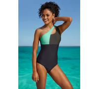 Badeanzug S.OLIVER "Yella", Damen, Gr. 40, Cup C/D, grau, Obermaterial: 80% Polyamid, 20% Elasthan. Futter: 92% Polyester, 8% Elasthan, Badeanzüge Badeanzug, in modischer One-Shoulder Form (61931036-4