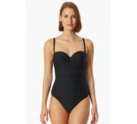 Badeanzug SCHIESSER "Aqua", Damen, Gr. 40, Cup B, schwarz, Jersey, Obermaterial: 82% Polyamid, 18% Elasthan, Badeanzüge Badeanzug, mit feiner Streifenstruktur (17281403-40) schwarz