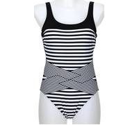 Sunflair Badeanzug Basic Damen gestreift – tiefer Rücken, mit Schalen – Schwarz 40 C