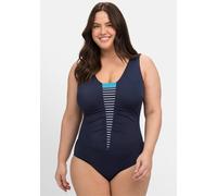 Badeanzug SHEEGO, Damen, Gr. 44, Cup E, blau (marine, gestreift), Elasthan, Polyamid, Badeanzüge Badeanzug (73051202-44) marine, gestreift