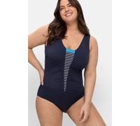 Badeanzug SHEEGO, Damen, Gr. 48, Cup F, blau (marine, gestreift), Polyamid, Elasthan, Badeanzüge (84308411-48) marine, gestreift