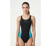 Badeanzug SPEEDO, Damen, Gr. 38, N-Gr, schwarz (blk, ltblu), Obermaterial: 80% Polyamid, 20% Elasthan, Badeanzüge Badeanzug, mit Formbeständigkeit, chlorbeständig, pillingbeständige Oberfläche (619866