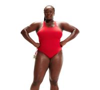 Speedo Damen Eco Endurance+ Medalist Badeanzug | Athletische Passform | Klassisches Design | Recyclingmaterial | Chlorbeständig | Besonders flexibel Badeanzug, Fed Red, 32