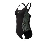 Badeanzug SPEEDO Gr. 38, schwarz (blk, ltgrn), Badeanzüge, Damen, 38, N-Gr, Obermaterial: 80% Nylon, 20% Elasthan, Badeanzug, schnell trocknend (28361420-38) blk, ltgrn