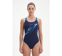 Badeanzug SPEEDO "Medley Medalist", Damen, Gr. 40, N-Gr, blau (nvy, blu), Obermaterial: 100% Polyester, Badeanzüge Badeanzug, für aktives Schwimmen geeignet, Endurance+ Material, Medalist-Rücken (2498