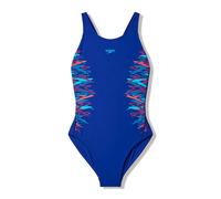 Badeanzug SPEEDO "Placement Muscleback", Mädchen, Gr. 140 (134), N-Gr, blau (blu, nvy), Obermaterial: 80% Polyester, 20% Elasthan, Badeanzüge Badeanzug, sportliche Ausrichtung, chlorbeständiges Materi