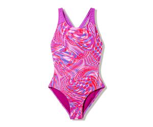 Badeanzug SPEEDO "PRINT SPLASHBACK PNK/PUR", Mädchen, Gr. 176 (170), N-Gr, pnk, pur, Obermaterial: 100% Polyester, Badeanzüge Badeanzug (79012923-176) pnk, pur