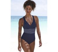 Badeanzug SUNSEEKER "Blossom", Damen, Gr. 40, Cup B, blau (marine), Recycling-Polyamid, kontrastfarbene Details, Badeanzüge Badeanzug, mit bedruckten Details (76092567-40) marine