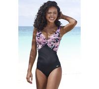 Badeanzug SUNSEEKER "Palina", Damen, Gr. 42, Cup D, schwarz (schwarz bedruckt), Recycling-Polyamid, unifarben, Print-Einsatz, Badeanzüge, im Paisley Druck und mit Shaping-Effekt (73308537-42) schwarz 