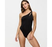 Badeanzug TRIUMPH "Midnight Swim", Damen, Gr. 44, Cup D, schwarz, Microfaser, Obermaterial: 82% Polyamid, 18% Elasthan, Badeanzüge Badeanzug, schimmernder Stoff, Zierring, doppelte Träger (23793968-44