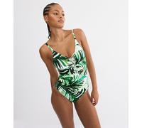 Badeanzug TRIUMPH "Summer Palm OP 01", Damen, Gr. 46, Cup C, grün combination, Microfaser, Obermaterial: 55% Polyamid, 45% Elasthan, Badeanzüge Badeanzug, weich und formend (82634963-46) grün combinat