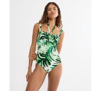 Badeanzug TRIUMPH "Summer Palm OPD", Damen, Gr. 42, Cup B, grün combination, Microfaser, Obermaterial: 55% Polyamid, 45% Elasthan, Badeanzüge Badeanzug, weich und formend (95856227-42) grün combinatio