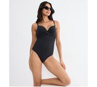 Badeanzug TRIUMPH "Summer Twist", Damen, Gr. 40, Cup E, schwarz, Microfaser, Obermaterial: 77% Polyamid, 23% Elasthan, Badeanzüge Badeanzug, Eleganz und Komfort (19222150-40) schwarz