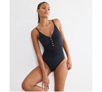 Badeanzug TRIUMPH "Summer Twist OP 04", Damen, Gr. 42, Cup C, schwarz, Microfaser, Obermaterial: 77% Polyamid, 23% Elasthan, Badeanzüge Badeanzug, Eleganz und Komfort (23660252-42) schwarz