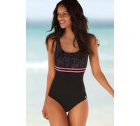 Badeanzug VENICE BEACH, Damen, Gr. 54, N-Gr, schwarz (schwarz, grau), Polyamid, bedruckt, unifarben, Badeanzüge Badeanzug, mit trendigem Logoprint und Shaping-Effekt (855599-54) schwarz, grau