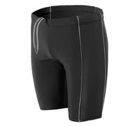 Badehose AQUARTI "Badehose Aquarti Herren Lange Badehose mit Kontrast-Paspel Jammer", Damen, Gr. L, N-Gr, schwarz (schwarz, grau), Obermaterial: 80% Polyamid PA. 20% Elasthan EL., Badehosen Badehose (