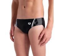 Badehose ARENA "MEN'S SWIM BRIEFS GRAPHIC", Herren, Gr. 6, N-Gr, schwarz-weiß (schwarz, weiß), Obermaterial: 80% Polyamid, 20% Elasthan, Badehosen Badehose, in Stretch-Qualität, mit innenliegendem Kor
