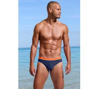 Badehose CHIEMSEE, Herren, Gr. 5, N-Gr, blau (marine, orange), Recycling-Polyamid, unifarben mit Farbeinsatz, Badehosen Badehose, mit farblich abgesetztem Bund (34246333-5) marine, orange