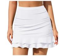 Badehose für Damen Baderock mit Innenslip Kurze Bikini Rock mit Seitenschlitz & Tunnelzug High Waist Minirock Badeshorts Schwimmhose Bikinihose Badekleid Bademode Strand Rock