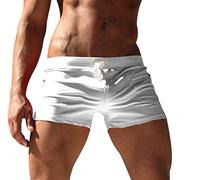 Badehose Herren Badeshorts Männer Kurz Enge Schwimmhose Knappe Schwimmshorts Schnelltrocknend Bademode Kurze Badehosen Badepants Swim Shorts Herren Strand Shorts Strandhose Boardshorts Weiß 2XL