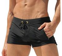 Badehose Herren Badeshorts Männer Kurz Enge Schwimmhose Schwimmshorts Boardshorts Schnelltrocknend Bademode Kurze Badehosen Badepants Swim Shorts Herren Strand Shorts Strandhose Badeslip Schwarz L