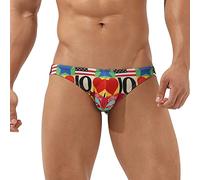 Badehose Herren Badeslip Kurz Eng Print Badehosen Männer Slip Schwimmhose Jungen Badeshorts Bunter Short Tunnelzug Lustig Schnelltrockend Swimming Trunks Rot XXL