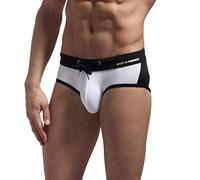 Badehose Herren Badeslip Kurz Eng Sexy Slip Männer Badehosen Schwimmhose Jungen Bunter Badeshorts Short Tunnelzug Lustig Schnelltrockend Swimming Trunks Weiß L