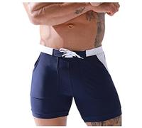 Badehose Herren， Einfarbiges Elastische Taille Tunnelzug Kurze Hosen Mit Taschen Schnelltrocknend Strandhose eng Basic Bermuda Shorts Hawaii Hose Swimming Shorts Sports Shorts