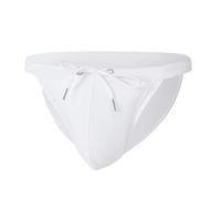 Badehose Herren Kurz Badeslip Eng Sexy Badehosen Männer Slip Schwimmhose Jungen Bunter Badeshorts Slips Tunnelzug Men's Shading Swim Briefs Sommer Brief Swim Short Weiß L
