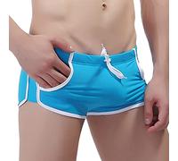 Badehose Herren Kurz Eng Herren Badeshorts Badehosen Männer Sommer Schwimmhose Sexy Kurze Hose Schutz Jungen Schwimmwear Swim Trunks Bikini Beach Soft Shorts Blau L