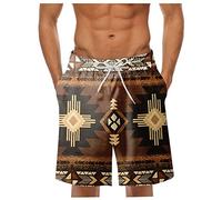 Badehose Herren， Musterdruck Elastische Taille Kordelzug Kurze Hosen Mit 2 Taschen Atmungsaktiv Strandhose Basic Bermuda Shorts Badehose Kurz Swimming Shorts Hawaii Hose