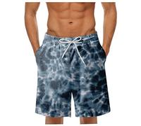 Badehose Herren， Musterdruck Elastische Taille Kordelzug Kurze Hosen Mit 2 Taschen Atmungsaktiv Strandhose Basic Bermuda Shorts Badehose Kurz Swimming Shorts Hawaii Hose