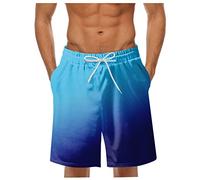 Badehose Herren， Musterdruck Elastische Taille Kordelzug Kurze Hosen Mit 2 Taschen Atmungsaktiv Strandhose Basic Bermuda Shorts Badehose Kurz Swimming Shorts Hawaii Hose
