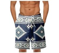 Badehose Herren， Musterdruck Elastische Taille Kordelzug Kurze Hosen Mit 2 Taschen Atmungsaktiv Strandhose Basic Bermuda Shorts Badehose Kurz Swimming Shorts Hawaii Hose