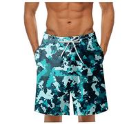 Badehose Herren， Musterdruck Elastische Taille Kordelzug Kurze Hosen Mit 2 Taschen Atmungsaktiv Strandhose Basic Bermuda Shorts Badehose Kurz Swimming Shorts Hawaii Hose