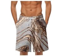 Badehose Herren， Musterdruck Elastische Taille Kordelzug Kurze Hosen Mit 2 Taschen Atmungsaktiv Strandhose Basic Bermuda Shorts Badehose Kurz Swimming Shorts Hawaii Hose
