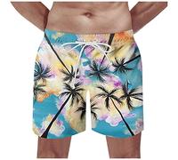 Badehose Herren， Musterdruck Elastische Taille Tunnelzug Kurze Hosen Mit 2 Taschen Schnelltrocknend Schwimmhose Basic Bermuda Shorts Hawaii Hose Swimming Shorts Jogginghose Kurz