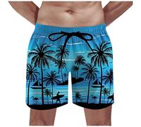 Badehose Herren， Musterdruck Elastische Taille Tunnelzug Kurze Hosen Mit 2 Taschen Schnelltrocknend Schwimmhose Basic Bermuda Shorts Hawaii Hose Swimming Shorts Jogginghose Kurz