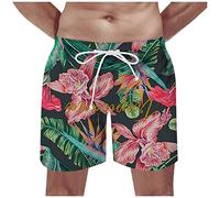 Badehose Herren， Musterdruck Elastische Taille Tunnelzug Kurze Hosen Mit 2 Taschen Schnelltrocknend Schwimmhose Basic Bermuda Shorts Hawaii Hose Swimming Shorts Jogginghose Kurz