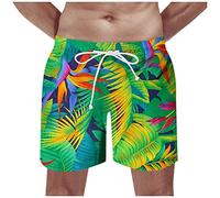 Badehose Herren， Musterdruck Elastische Taille Tunnelzug Kurze Hosen Mit 2 Taschen Schnelltrocknend Schwimmhose Basic Bermuda Shorts Hawaii Hose Swimming Shorts Jogginghose Kurz