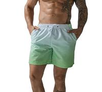 Badehose Herren，Verlaufsfarben Elastische Taille Tunnelzug Kurze Hosen Mit Taschen Atmungsaktiv Schwimmhose Basic Bermuda Shorts Sports Shorts Swimming Shorts Badehose Kurz