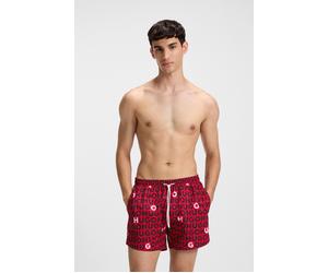 Badehose HUGO UNDERWEAR "TORTUGA", Herren, Gr. M (50), N-Gr, rot (medium rot 612), Microfaser, Polyester, bedruckt, Badehosen Badehose, mit Allover-Logoschriftzug (79023042-M) medium rot 612