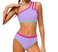 badehose mädchen 128, Bikini Mädchen Zweiteiler Sport Bequem Oberteil und High Waist Bikinihose Swimsuit Kinder 2-Teilig Badeset Badebekleidung Sommer Badeanzug Teenager Schwimmanzug, Lila, 14 Jahre