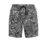 Badehose PHILIPP PLEIN "Tattoo", Herren, Gr. 3XL, US-Größen, schwarz-weiß (02, schwarz), Obermaterial: 100% Polyester, Badehosen Badehose (48454459-XXXL) 02, schwarz